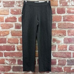 Liz Claiborne Maya Straight Leg Pants Women's S Dark Gray Ponte Stretchy Pull On